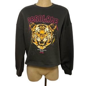 Cropped Top Tiger Graphic Sweatshirt
